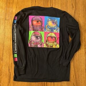 Hyper Space NASA Long Sleeve Shirt Mens Medium Black Pop Art Astronaut Graphic